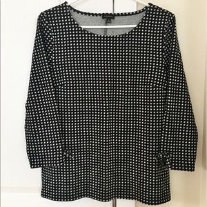 Talbots Black & White Printed Blouse